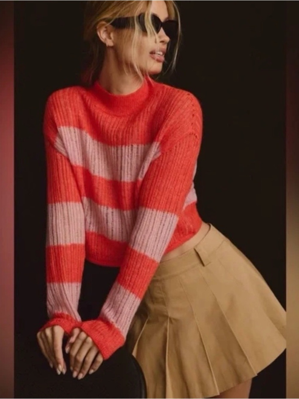 Anthropologie Knit Wool Blend Sheer Stripe Sweater Size Small